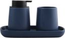 MSV Bac de rangement céramique organisateur de salle de bain plateau acajou pour fruits, thé, cosmétiques, bijoux, ovale pour lavabo, salle de bain, armoires - bleu foncé mat