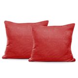 DecoKing 57582 2-delige 2 kussenslopen 45 x 45 cm microvezel ritssluiting fleece kussenhoezen rood Mic