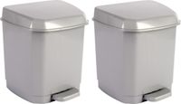 Hega Hogar 2x Pedaalemmer - Grijs - 7 Liter - 26 cm - Kunststof