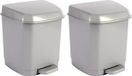 Hega Hogar 2x Pedaalemmer - Grijs - 7 Liter - 26 cm - Kunststof