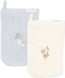 Little Dutch Washandjes set - Blauw - Forest Friends - 2 stuks - Biologisch katoen