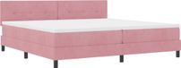 vidaXL LED Boxspring Bed met Hoofdeinde Roze 200 x 200 cm Fluweel