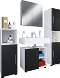 VCM Flandu III Set de meubles de salle de bain 4 pièces Blanc/Noir