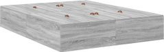 vidaXL Opbergbedframe Grijs Sonoma 135 x 190 cm Bewerkt Hout