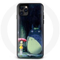 Maniacase Iphone 13 animé Mon Voisin Totoro Mei Satsuki Kanta hôpital créature merveilleuses pluie parapluie nuit Chat- bus