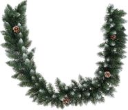 Merkloos / Sans marque Koopman International Dennenslinger/dennen guirlande - groen - 180 x 7 cm - besneeuwd - kerstversiering