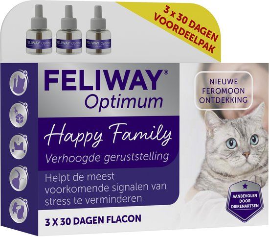 Feliway Optimum Navulling 3-Pack - Anti stressmiddel - 3 x 48 ml