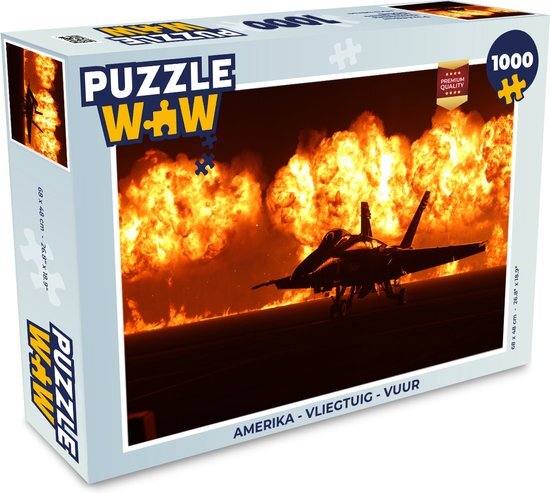 MuchoWow Puzzel Amerika - Vliegtuig - Vuur - Legpuzzel - Puzzel 1000 stukjes volwassenen - Sinterklaas cadeautjes - Sinterklaas voor grote kinderen