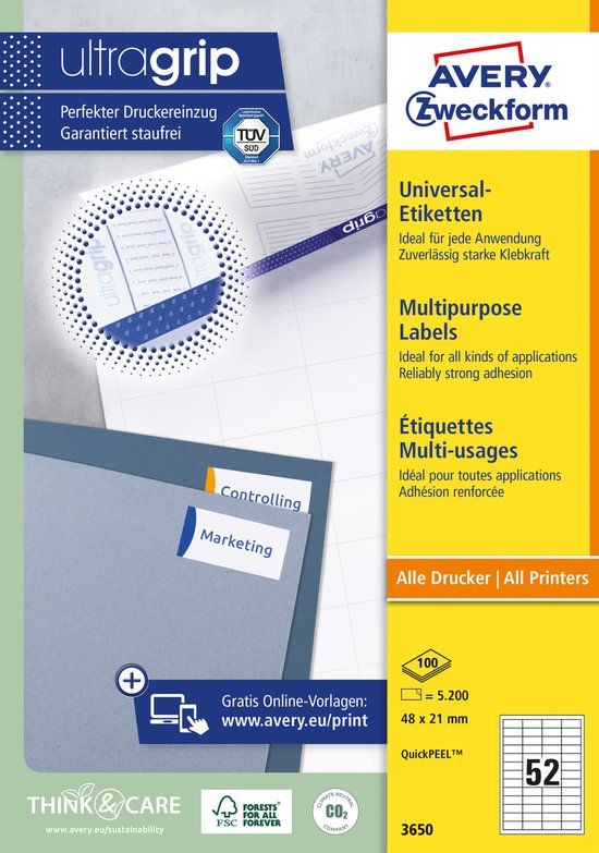 Avery 3650 - Etiketten - Wit - Papier