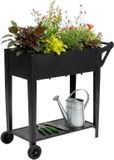 Merkloos / Sans marque Relaxdays Moestuinbak - met wielen - 80 x 85 x 50 cm - zwart