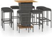 vidaXL Ensemble de bar de jardin 9 pièces avec coussins, polyrotin, gris