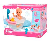 Simba New Born Babybadkuip met douche, met pompfunctie en badeend, voor poppen van 30-43 cm, poppenaccessoires, vanaf 3 jaar