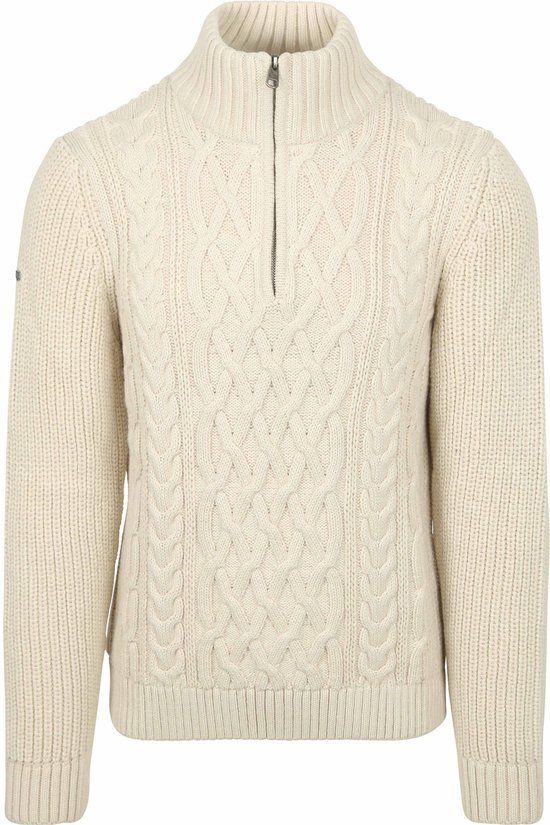 Superdry Jacob Cable Knit Half Zip Pullover Ecru - Maat XL - Heren