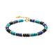 Bathim Bracelet en argent sterling 925 et turquoise, plaqué or jaune 18 carats