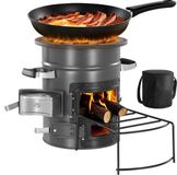 VEVOR Rocket Stove BBQ Rocket Houtkachel met Dubbele Deur Campingkachel Campinggrill