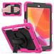 HUEZOE Beschermhoes compatibel met iPad 10,2 inch model 2021/2020/2019, schokbestendige beschermhoes voor het hele lichaam voor iPad 9/8/7 generatie, roze-rood