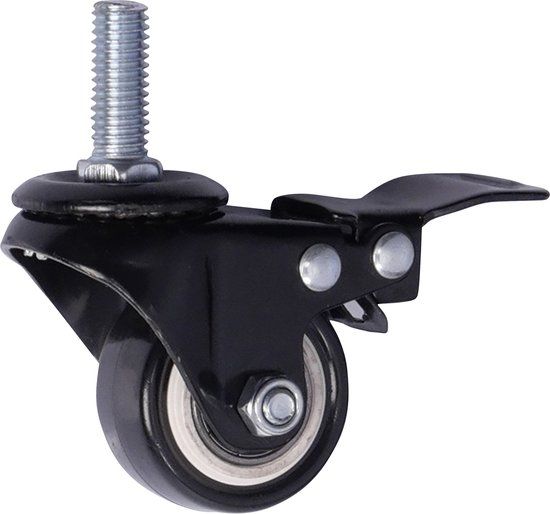 Mammuth Zwenkwiel met rem PU 50 x 23mm - Draadstang - Meubelwiel