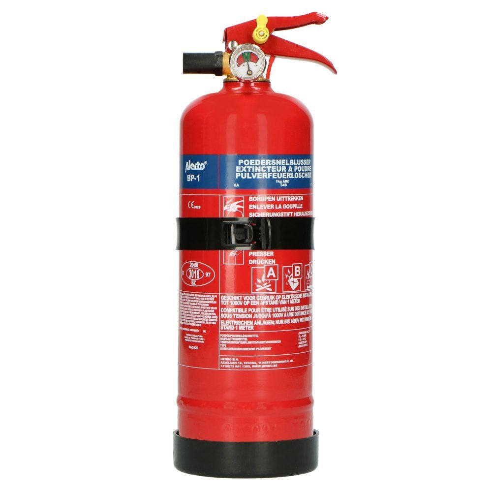 Alecto BP-1 Brandblusser - 1kg Poederblusser - ABC - Incl. Ophangbeugel