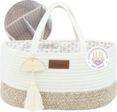 Yunioo® Luiertas en Commodemandje - Wit-Beige - Luier Organizer - Opbergmand kinderkamer - Kraamcadeau babyshower - 36x22x18 cm