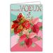 Afie 61-6015 Kaart met envelop en collage in relaf kerstster, goudkleurig, glanzend, wensen voor een goed jaar, toont de beste wensen, boeket van plantaardige bloemen, rode bessen, roze, watergroen