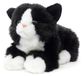 Uni-Toys - Kat zwart-wit, liggend - 20 cm