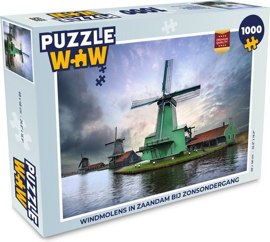 MuchoWow Puzzel Windmolens in Zaandam bij zonsondergang - Legpuzzel - Puzzel 1000 stukjes volwassenen