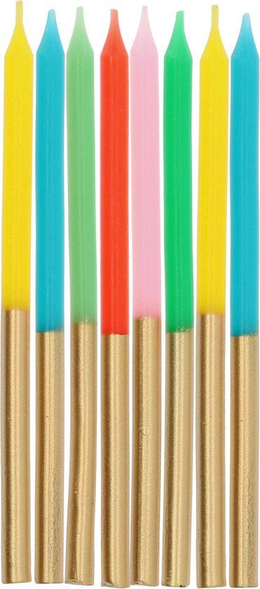 Folat - Kaarsjes retro metallic 10 cm (24 stuks) - Multi