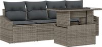 vidaXL Tuinbank Set 5-delig Grijs Polyrattan