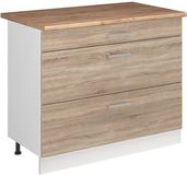 Vicco Keukenonderkast R-Line, Sonoma/Wit, 100 cm goudkleurig eiken werkblad