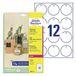 Avery Labels Wit Niet-klevend printerlabel Polyester Mat Cirkel 6 cm 120 stuk(s)