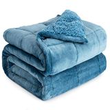 Cottonblue Verzwaarde deken voor volwassenen, pluche deken voor slaapbank, zware deken 15 lbs met glazen kralen, dikke donzige beddeken met zacht pluche flanel voor gebruik in alle seizoenen, 48 x 72