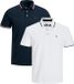 Jack & Jones Heren poloshirt 2 pack Paulos - Slim Fit - Donkerblauw/Wit - Maat S