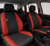 Auto Lupex Auto Accessori Autostoelhoezen compatibel met Panda vanaf 2012, Made in Italy, polyester-katoenweefsel, complete set (zwart - rood, 02 - rugleuning 50e50)
