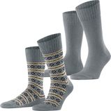 Esprit Scandi 2-Pack gestreepte katoen-wol sokken voor heren in maat 39-42, grijs