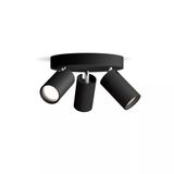 Philips Idris Spot - Plafondspot - Spatwaterdicht IP44 - Zwart - 5W - Badkamerlamp - Drie lichtpunten