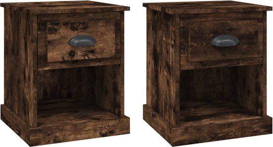 vidaXL Nachtkastjes - Set van 2 - Bewerkt Hout - Gerookt Eikenkleur
