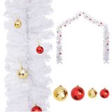 VidaXL Kerstslinger versierd met kerstballen 5 m wit