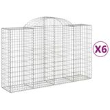 vidaXL Gabions avec arche, 6 pièces, 200x50x120/140 cm, acier galvanisé