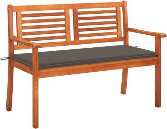 vidaXL Tuinbank 2-zits met kussen 120 cm massief eucalyptushout