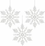 Decoris Kersthangers - 3x - sneeuwvlokken - 12ST - wit - 10 cm