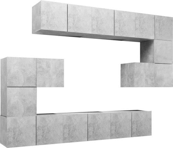 vidaXL 10-delige Tv-meubelset bewerkt hout betongrijs