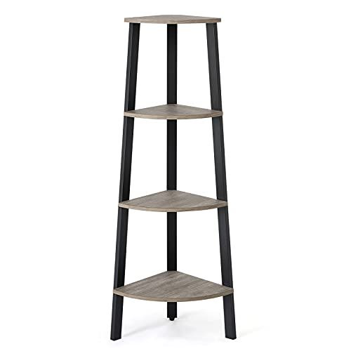 Meerveil Hoekrek - Zwart Metaal - 4 Etages - Vintage - Grijs