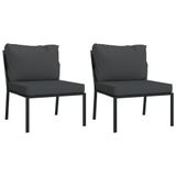 VidaXL Tuinstoelen met grijze kussens, 2 stuks, staal, 60x74x79 cm