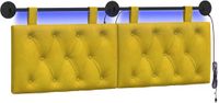 vidaXL - Hangend hoofdbord - Geel - Fluweel