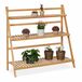 Relaxdays Plantenstandaard, bamboe, 3 etages, inklapbaar, 96 x 99,5 x 37 cm, binnen