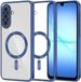 Techsuit Hoesje geschikt voor Samsung Galaxy A18/A17 - Luxury Crystal Back Cover - Geschikt voor MagSafe - Transparant/Donkerblauw