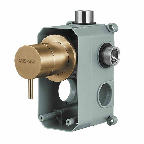 Qisani Flow thermostatische 2-wegs inbouwkraan Geborsteld Gold 25613.06