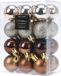 Koopman International 24x pièces mini boules de Noël mélange couleurs automnales brillant/mat/pailleté plastique diamètre 3 cm