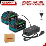 Accupack Li-ion battery for power tools - Accupack 928VF - 2-pack - 29900 mAh - 18–21 V - Rechargeable - 1 EU charger - Silver