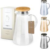 ACQUA DI AMALFI® Carafe à eau 2 litre avec couvercle en inox/bambou